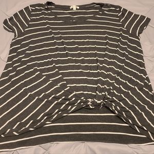 Nine Britton Gray and White Striped Blouse